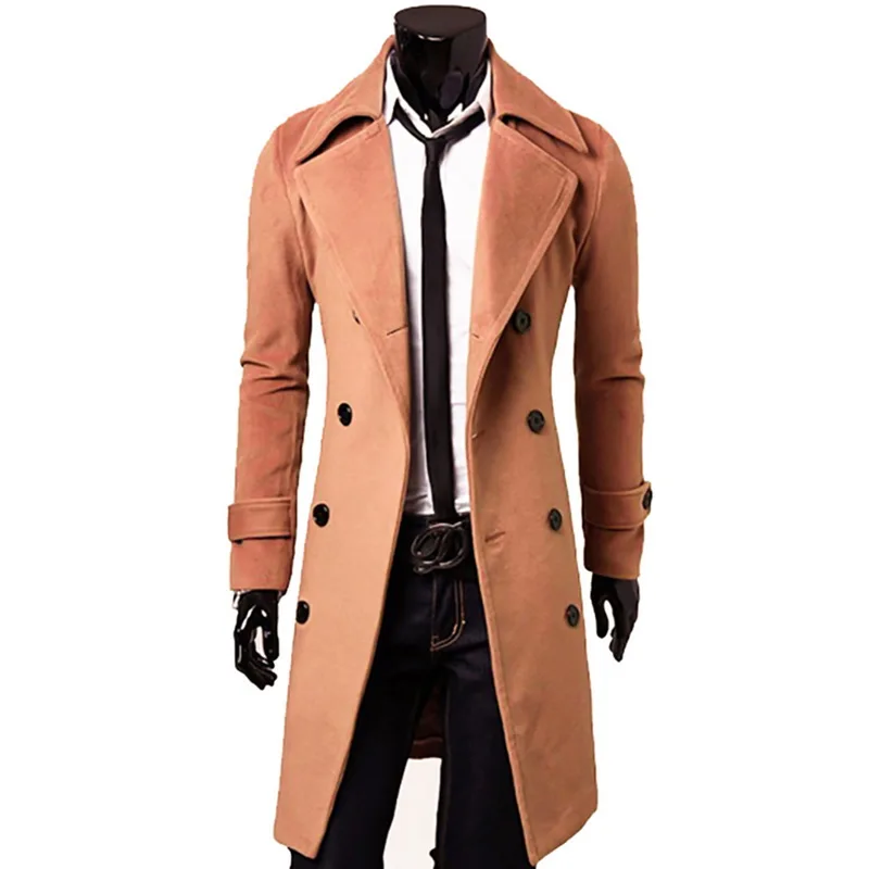 

WENYUJH 2019 New Arrivals Autumn Winter Men's Trench Coat Long Sleeve Cool Mens Long Coat Top Quality Cotton Male Overcoat M-3XL