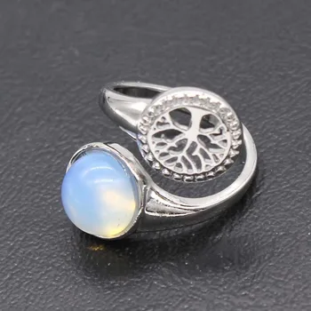 Tree of Life Natural Stone Rings for Women Men Adjustable Opening Silver Color Anniversary Party Finger Ring Opal Reiki Beads 
Tree of Life Natural Stone Rings for Women Men Adjustable Opening Silver Color Anniversary Party Finger Ring Opal Reiki Beads