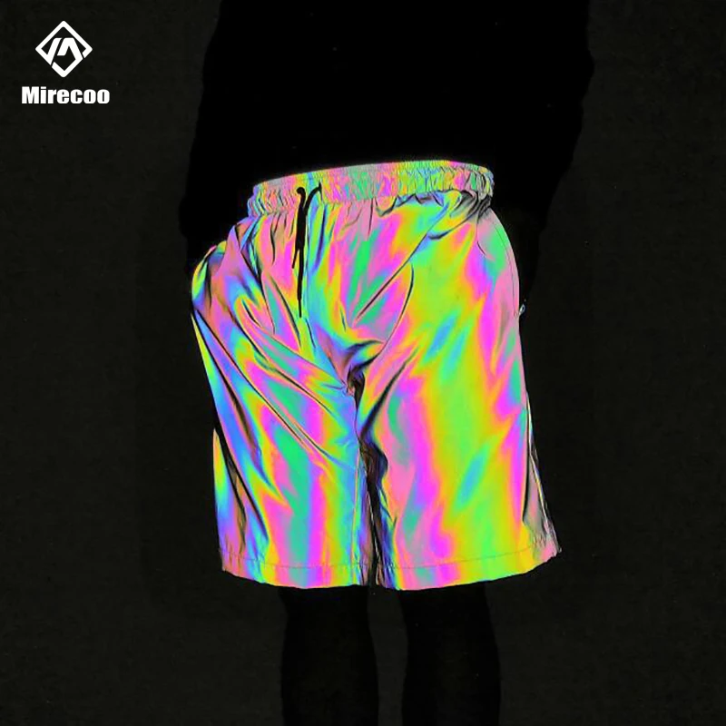 Шорты мужские светоотражающие летние цветные штаны для бега в стиле хип-хоп
