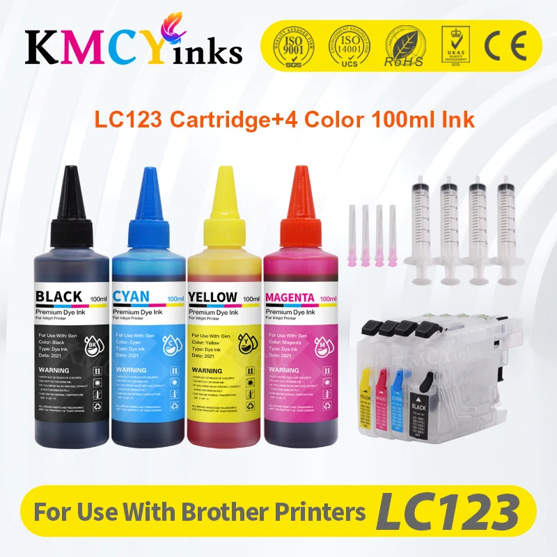 Совместимые чернильные картриджи KMCYinks для Brother LC 123 MFC J4410DW J4510DW J870DW DCP J4110DW J132W 4 × 100 мл чернила для принтера
Совместимые чернильные картриджи KMCYinks для Brother LC 123 MFC J4410DW J4510DW J870DW DCP J4110DW J132W 4 × 100 мл чернила для принтера