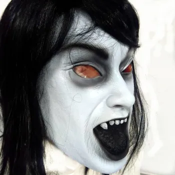 

Ghost Mask Scary Horror Halloween Masks Vampire terror realista maska Evil prank hair Real Female bloodsucker leech realistic