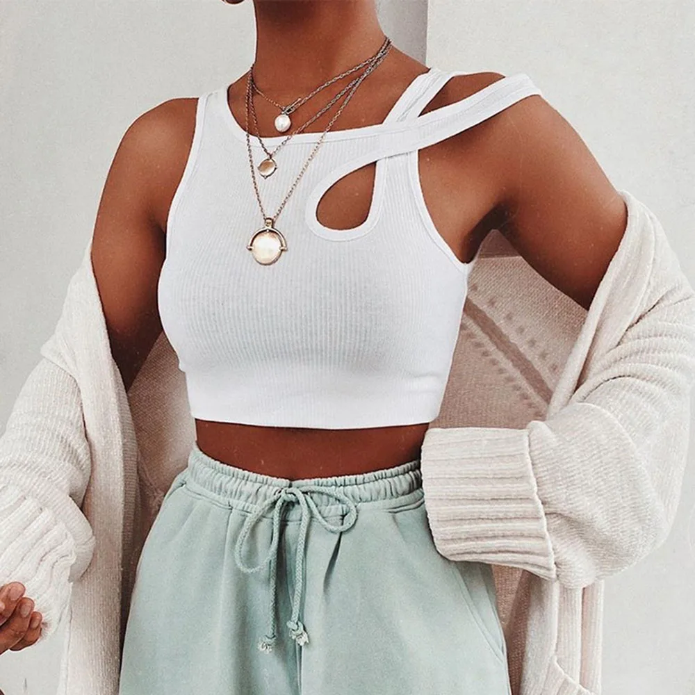 Summer Tank Top For Women 2020 Chic Asymmetric Hollow White Solid All-Match Base Casual Fashion Streetwear Short Slim Sexy Tops
Summer Tank Top For Women 2020 Chic Asymmetric Hollow White Solid All-Match Base Casual Fashion Streetwear Short Slim Sexy Tops