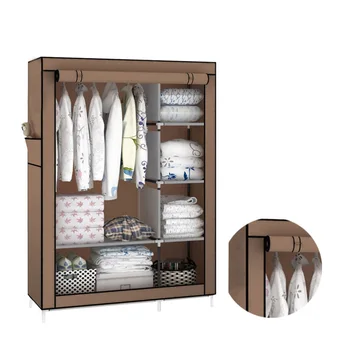 Portable Fabric Wardrobe Closet Dustproof Storage Organizer with Metal Shelves (Coffee)
Portable Fabric Wardrobe Closet Dustproof Storage Organizer with Metal Shelves (Coffee)