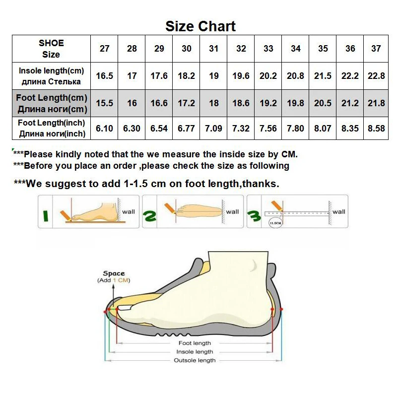 Youth Snowshoe Size Chart