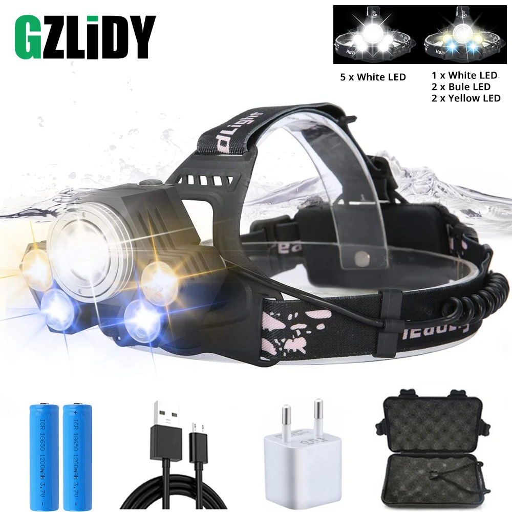 USB Rechargeable LED Headlamp Powerful Rotating Zoom Waterproof Headlight Three-color Glare Fishing Lights Using 18650 Battery
USB Rechargeable LED Headlamp Powerful Rotating Zoom Waterproof Headlight Three-color Glare Fishing Lights Using 18650 Battery