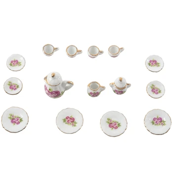 15 pieces Porcelain tea set Dollhouse miniature foods Chinese rose dishes cup
15 pieces Porcelain tea set Dollhouse miniature foods Chinese rose dishes cup