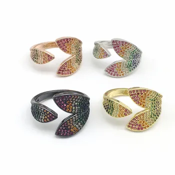 Cubic Zirconia Ring Crystal Micro Pave Zirconia Sparking Bling Ring, Rainbow Colorful CZ Paved Open Adjusted Leaves Rings
Cubic Zirconia Ring Crystal Micro Pave Zirconia Sparking Bling Ring, Rainbow Colorful CZ Paved Open Adjusted Leaves Rings