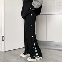 Sweatpants Buttoned Waffle Pants Straight Leg Wide-leg Black Women Casual Trousers High Waist Korean Fashion Chic Female Bottoms
Sweatpants Buttoned Waffle Pants Straight Leg Wide-leg Black Women Casual Trousers High Waist Korean Fashion Chic Female Bottoms