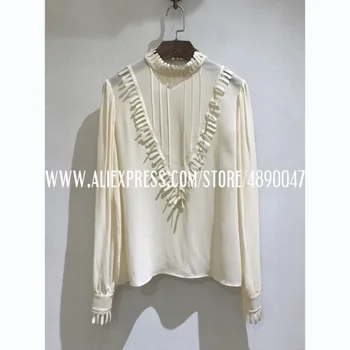 Fashion solid color spring summer shirt 2020 casual wear Lace embroidery lace palace vintage beige long-sleeved Viscose shirt 
Fashion solid color spring summer shirt 2020 casual wear Lace embroidery lace palace vintage beige long-sleeved Viscose shirt