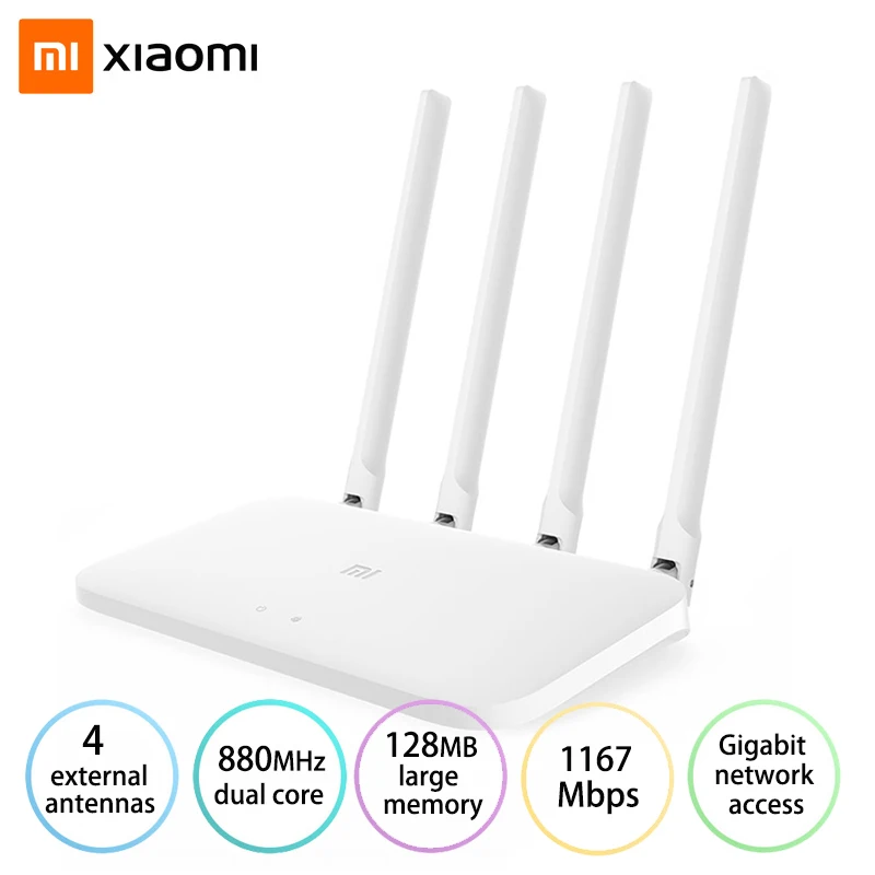 Xiaomi Mi Wifi Router 4A Gigabit Edition 1000M 2.4GHz 5GHz WiFi Extender DDR3 128MB 4 Antennas Wi Fi Signal Booster APP Control
Xiaomi Mi Wifi Router 4A Gigabit Edition 1000M 2.4GHz 5GHz WiFi Extender DDR3 128MB 4 Antennas Wi Fi Signal Booster APP Control
