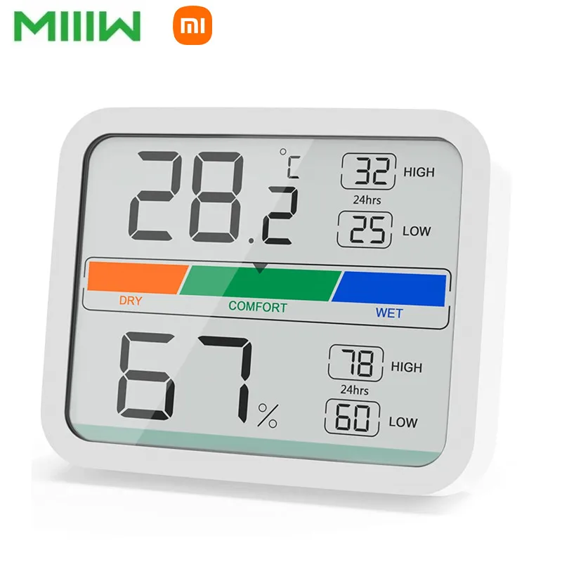 Фото Цифровой термометр Xiaomi Miiiw с ЖК-дисплеем 2 гигрометра комнатный Термогигрометр