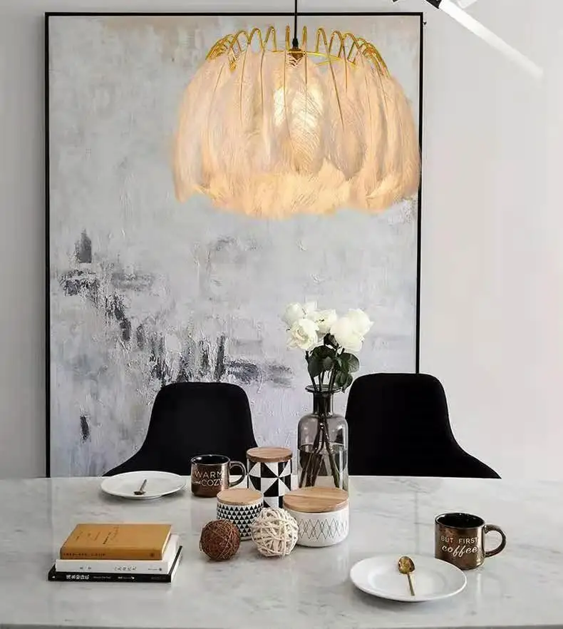 Nordic amorous feelings are simple and beautiful in shape and creative personality feather chandelier
Nordic amorous feelings are simple and beautiful in shape and creative personality feather chandelier