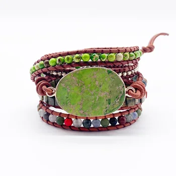 Vintage Leather Wrap Bracelet with Natural Stone Handmade Multi-layer Bohemia Style Bracelet Jewelry for Female Party Wholesale
Vintage Leather Wrap Bracelet with Natural Stone Handmade Multi-layer Bohemia Style Bracelet Jewelry for Female Party Wholesale