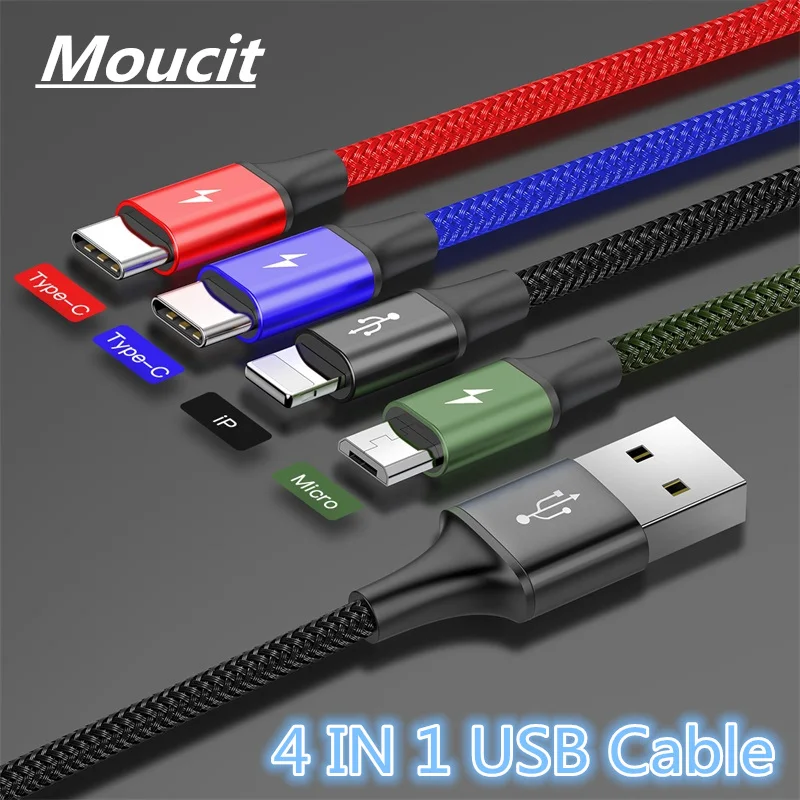 Moucit 4 in 1 Type C Cable for iPhone X xs max Charger Cable USB Micro USB Cable for Samsung Galaxy S9 S8 Plus For xiaomi Huawei
Moucit 4 in 1 Type C Cable for iPhone X xs max Charger Cable USB Micro USB Cable for Samsung Galaxy S9 S8 Plus For xiaomi Huawei