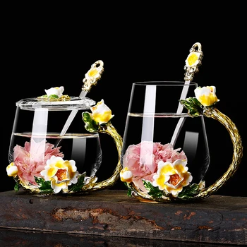 European aristocratic style Enamel Glass mug Tea Cup Coffee Mug Yellow flowers Painted Flower Water Cups Clear Glass mugs
European aristocratic style Enamel Glass mug Tea Cup Coffee Mug Yellow flowers Painted Flower Water Cups Clear Glass mugs