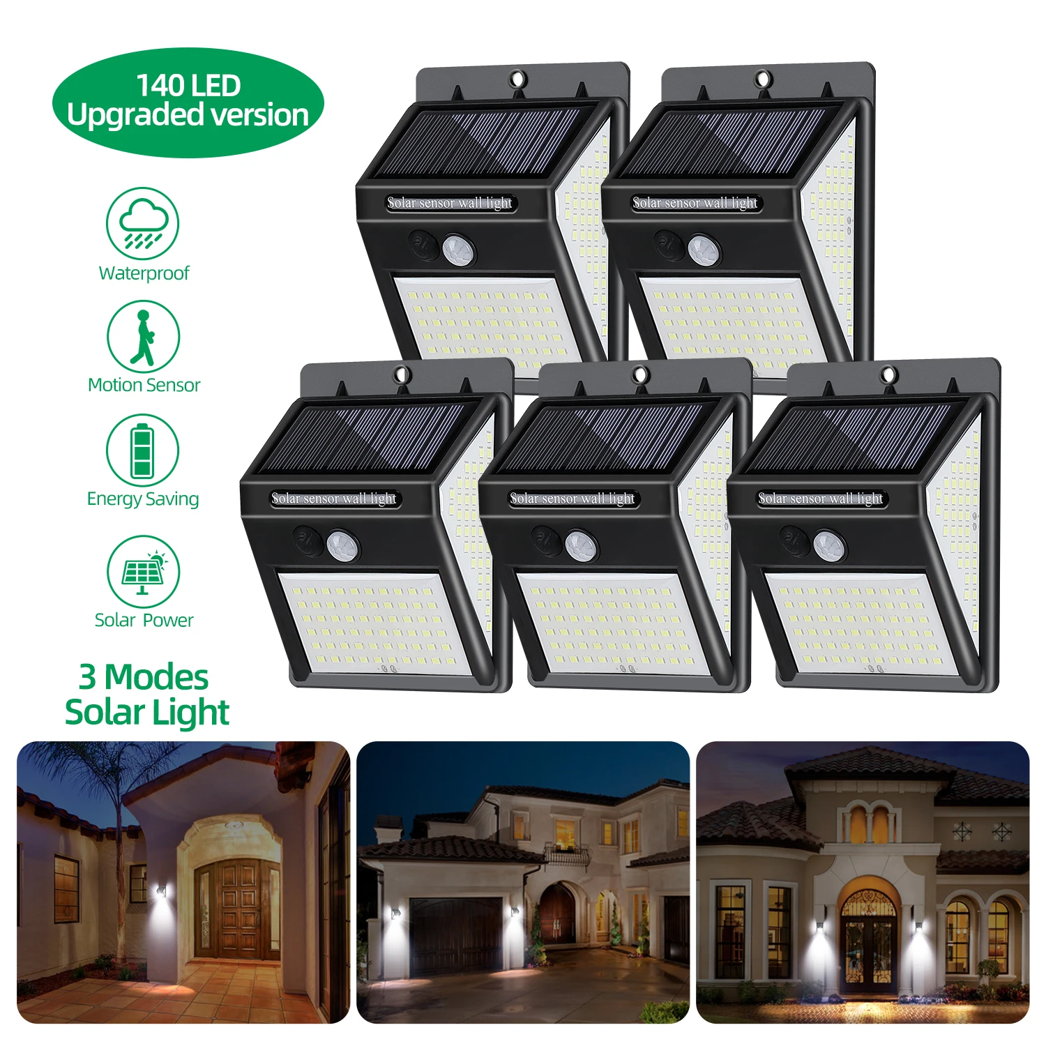 140 LED Solar Light Outdoor Waterproof IP65 Grade 1 Mode PIR Motion Sensor Wall Light for Yard Light Garden Decor
140 LED Solar Light Outdoor Waterproof IP65 Grade 1 Mode PIR Motion Sensor Wall Light for Yard Light Garden Decor