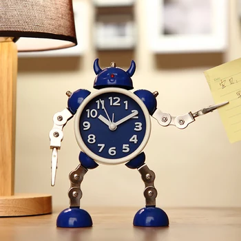 Non-Ticking Robot Alarm Clock Metal Wake-up Clock with Flashing Eye Lights and Hand Clip, Kids Table Clock for Home Deocration
Non-Ticking Robot Alarm Clock Metal Wake-up Clock with Flashing Eye Lights and Hand Clip, Kids Table Clock for Home Deocration