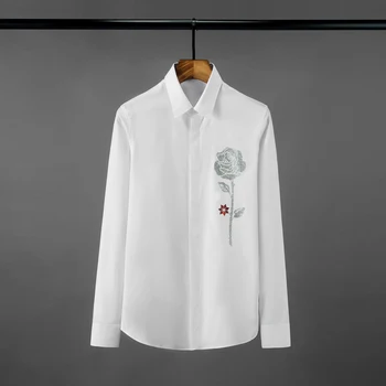New Cotton Mens Shirts Luxury Crystal Diamond Flower Long Sleeve Mens Dress Shirts Plus Size 4xl Fashion Slim Male Shirts
New Cotton Mens Shirts Luxury Crystal Diamond Flower Long Sleeve Mens Dress Shirts Plus Size 4xl Fashion Slim Male Shirts