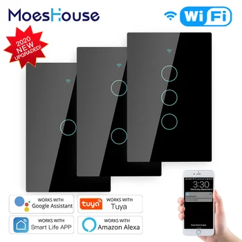 Smart Glass Panel Switch Smart Life/Tuya App Multi-Control Association, Voice Control with Alexa,Google Home,1/2/3 Gang
Smart Glass Panel Switch Smart Life/Tuya App Multi-Control Association, Voice Control with Alexa,Google Home,1/2/3 Gang