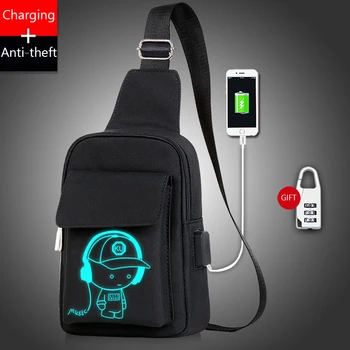Fashion Men Crossbody Bags USB Charging Chest Pack Short Trip Luminous Chest Bag Young Men 's Shoulder Bag Single
Fashion Men Crossbody Bags USB Charging Chest Pack Short Trip Luminous Chest Bag Young Men 's Shoulder Bag Single