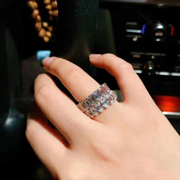 Solid 925 Sterling Silver Emerald Cut Square Zircon Finger Ring Stackable Row Drill Cuff Ring Women Wedding Jewelry
Solid 925 Sterling Silver Emerald Cut Square Zircon Finger Ring Stackable Row Drill Cuff Ring Women Wedding Jewelry