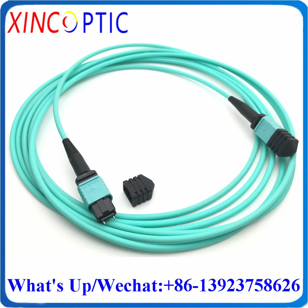 

MPO/M-MPO/M-OM3-12F-3.0-30M-LSZH MM OM3-300 UPC Male to M 30M 3.0mm Mini Aqua Round Cable Type B Fiber Optic Patch Cord