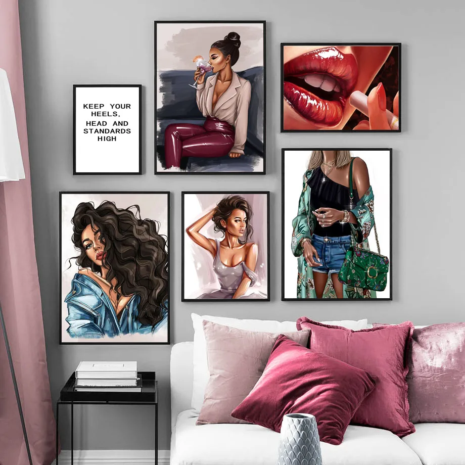 Fashion Girl Illustration Smoking Lip Wine Wall Art Canvas Painting Nordic Posters And Prints Wall Picture For Living Room Decor
Fashion Girl Illustration Smoking Lip Wine Wall Art Canvas Painting Nordic Posters And Prints Wall Picture For Living Room Decor