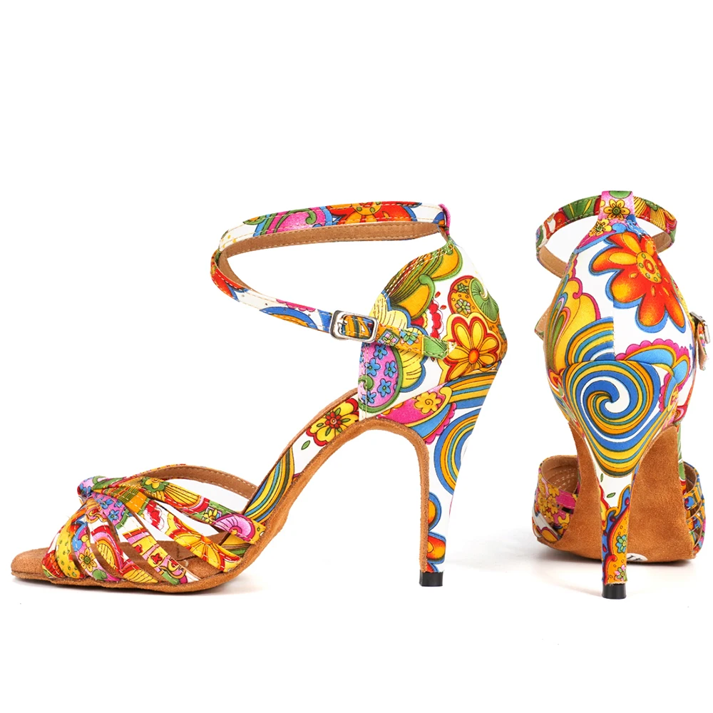 Женские туфли для латиноамериканских танцев с цветочным принтом 6 10 см|Обувь