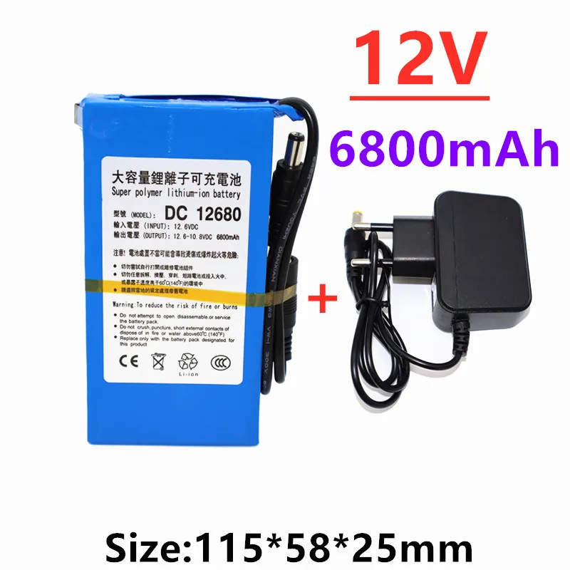 100% прочный DC 12V 6800 MAH высокой Ёмкость литий-ионный перезаряжаемый аккумулятор AC