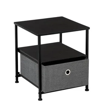 

Bedside Furniture Tables Shelf Storage Nightstand Bedside End Table for Small Spaces with 1 Non-woven Drawer Wooden