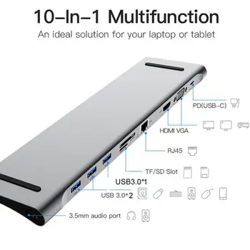 Suitable For Phone Laptop 10 In 1 USB Hub Practical Type C USB3.0 RJ45 Dock Station Portable 10 In 1 USB Hub HDMI Adapter New
Suitable For Phone Laptop 10 In 1 USB Hub Practical Type C USB3.0 RJ45 Dock Station Portable 10 In 1 USB Hub HDMI Adapter New