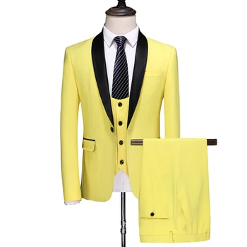 Light Yellow Men's Banquet Evening Talicoat Male Hosted Singer Stage Three-piece Blazer Men's Marriage Fashion Slim Suits Sets
Light Yellow Men's Banquet Evening Talicoat Male Hosted Singer Stage Three-piece Blazer Men's Marriage Fashion Slim Suits Sets
