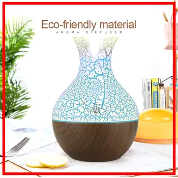 

150ml Vase wood grain aromatherapy essential oil diffuser 7 color LED light ultrasonic cold fog humidifier air purifier