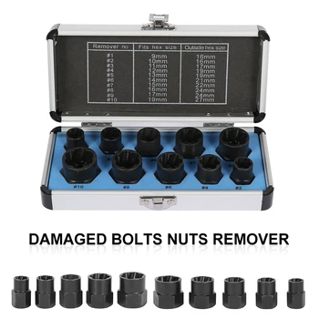 11pcs/Set Damaged Bolts Nuts Screws Remover Extractor Removal Tools Set High Section Threading Tool Kit Black Nuts
11pcs/Set Damaged Bolts Nuts Screws Remover Extractor Removal Tools Set High Section Threading Tool Kit Black Nuts