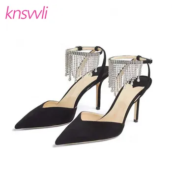 Luxury Rhinestone Fringing High Heels Women Pumps Pointed Toe Slingbacks Ladies Party Sandals Thin Heels Brand Shoes Woman
Luxury Rhinestone Fringing High Heels Women Pumps Pointed Toe Slingbacks Ladies Party Sandals Thin Heels Brand Shoes Woman