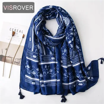 VISROVER 2020 blue flower printing viscose summer scarf with tassel Fashion beach Wraps Spring Shawls Hijab gift wholesales
VISROVER 2020 blue flower printing viscose summer scarf with tassel Fashion beach Wraps Spring Shawls Hijab gift wholesales