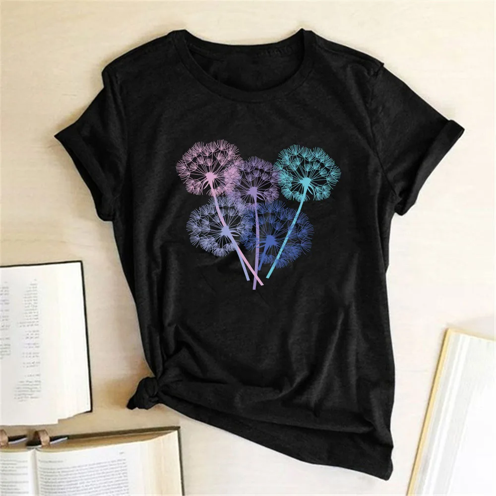 Color Dandelion Print Funny Women T-shirt Free Shipping JKP4746