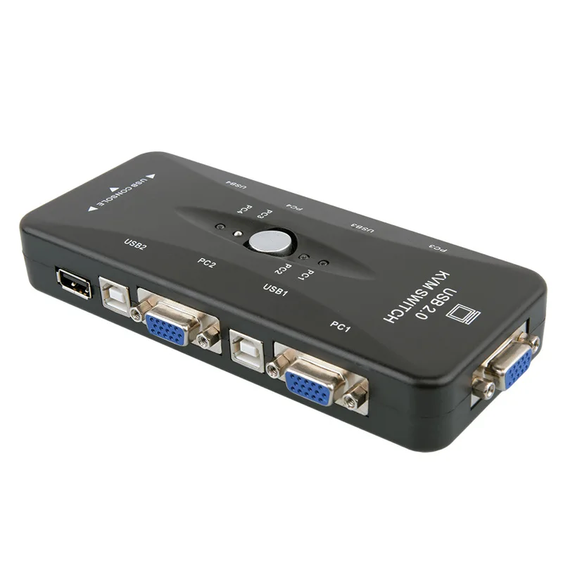 4 порта USB 2 0 KVM переключатель VGA/SVGA разделитель Box HUB селектор адаптер 1920X1440