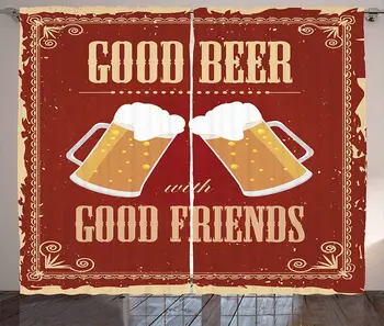 Vintage Curtains Beer with Friends Lettering and 2 Big Glasses in a Frame Buddies Image Living Room Bedroom Window Drapes Dark
Vintage Curtains Beer with Friends Lettering and 2 Big Glasses in a Frame Buddies Image Living Room Bedroom Window Drapes Dark