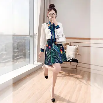 Women's Fashion 2020 Spring and Autumn New White Bow Chiffon Shirt Top+Printed Mini Skirt Set Leisure Office Suits For Women 172
Women's Fashion 2020 Spring and Autumn New White Bow Chiffon Shirt Top+Printed Mini Skirt Set Leisure Office Suits For Women 172