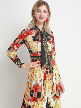 2020 summer women's Retro court Plaid Print Long Sleeve tie tie tie waist compression Pleated Dress
2020 summer women's Retro court Plaid Print Long Sleeve tie tie tie waist compression Pleated Dress