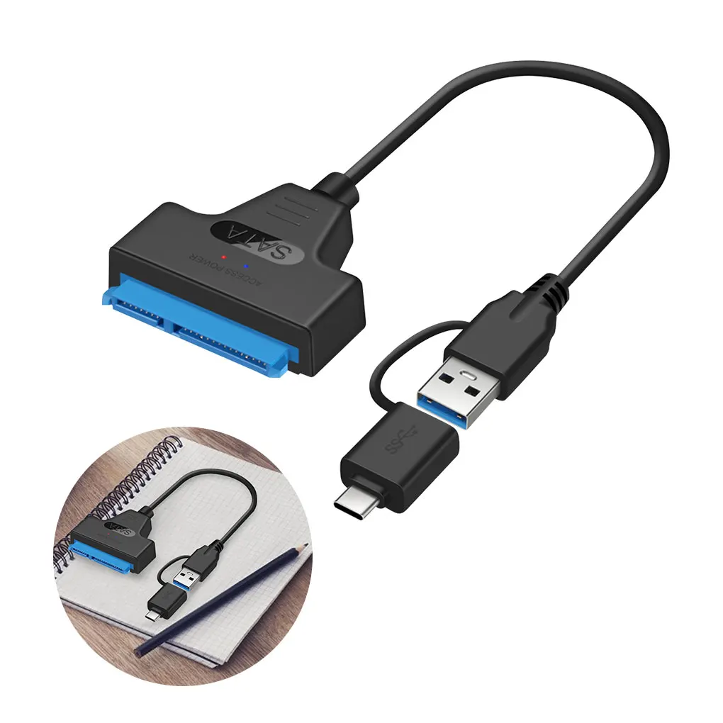 SATA Adapter Cable Harddisk To USB Type-c Converter Cord USB 3 0 2-in-1 Fast Transmission Speed Cable
SATA Adapter Cable Harddisk To USB Type-c Converter Cord USB 3 0 2-in-1 Fast Transmission Speed Cable