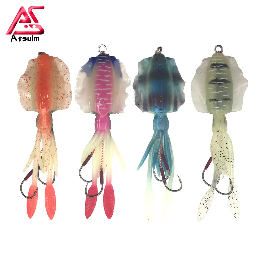 

AS Squid Lure Wobble Bait Jig Bass Fishing Pike Soft Octopus Metal Lead Head Calamar Pesca Fishing Lures Tackles
