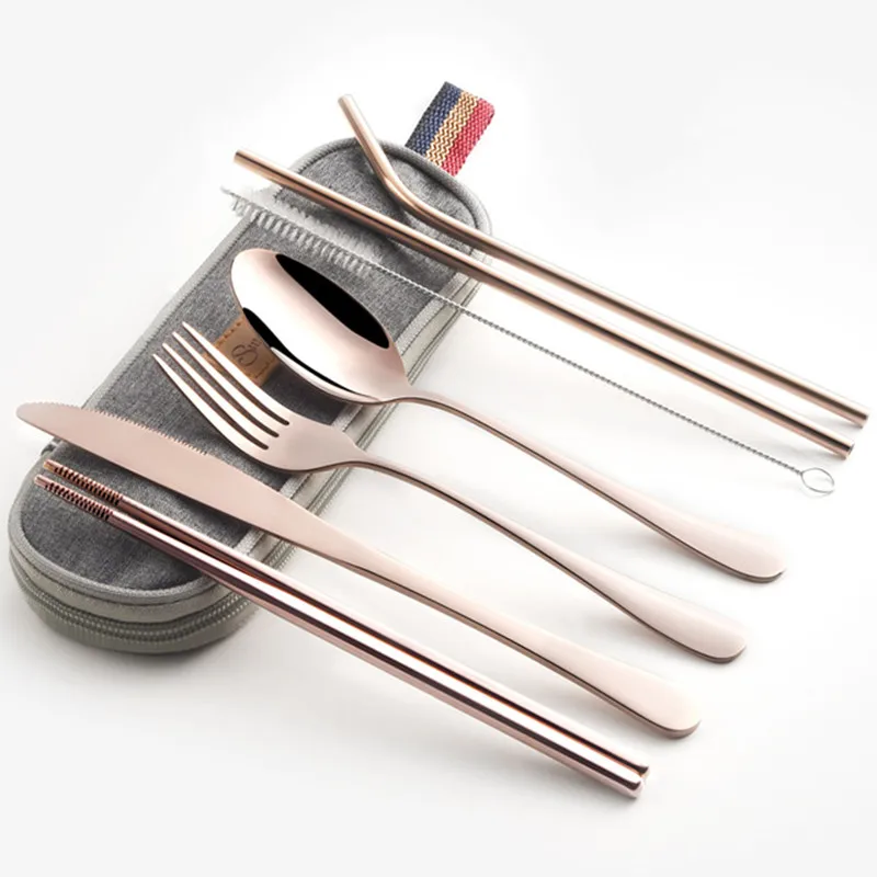 Stainless Steel Dinnerware Set Spoon Fork Chopsticks Straw Metal With Cloth Pack Cutlery For Travel Outdoor Office Picnic BBQ
Stainless Steel Dinnerware Set Spoon Fork Chopsticks Straw Metal With Cloth Pack Cutlery For Travel Outdoor Office Picnic BBQ