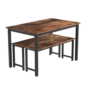 Brown Modern Dining Table and Chair Set Dinning Desk 3 Pieces with Two Stools Benches Home Kitchen Dining Room Furniture
Brown Modern Dining Table and Chair Set Dinning Desk 3 Pieces with Two Stools Benches Home Kitchen Dining Room Furniture