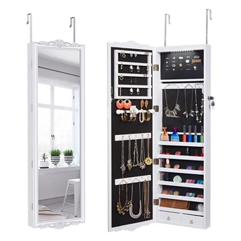 LANGRIA Full-Length Lockable Wall-Mounted Hanging Jewelry Cabinet Armoire with LED Lights 3 Adjustable Organizer with 2 Drawers
LANGRIA Full-Length Lockable Wall-Mounted Hanging Jewelry Cabinet Armoire with LED Lights 3 Adjustable Organizer with 2 Drawers