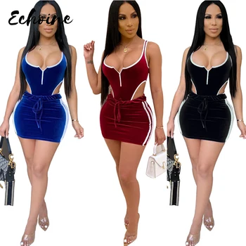 2020 Winter Spring Women Fashion Tracksuit Velvet Bodysuits+Skirts Sexy Suits Two Piece Set Outfits Night Club Party Streetwear
2020 Winter Spring Women Fashion Tracksuit Velvet Bodysuits+Skirts Sexy Suits Two Piece Set Outfits Night Club Party Streetwear