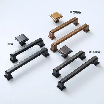Modern and simple American black handle wardrobe cupboard door handle drawer single hole square Nordic bronze handle
Modern and simple American black handle wardrobe cupboard door handle drawer single hole square Nordic bronze handle