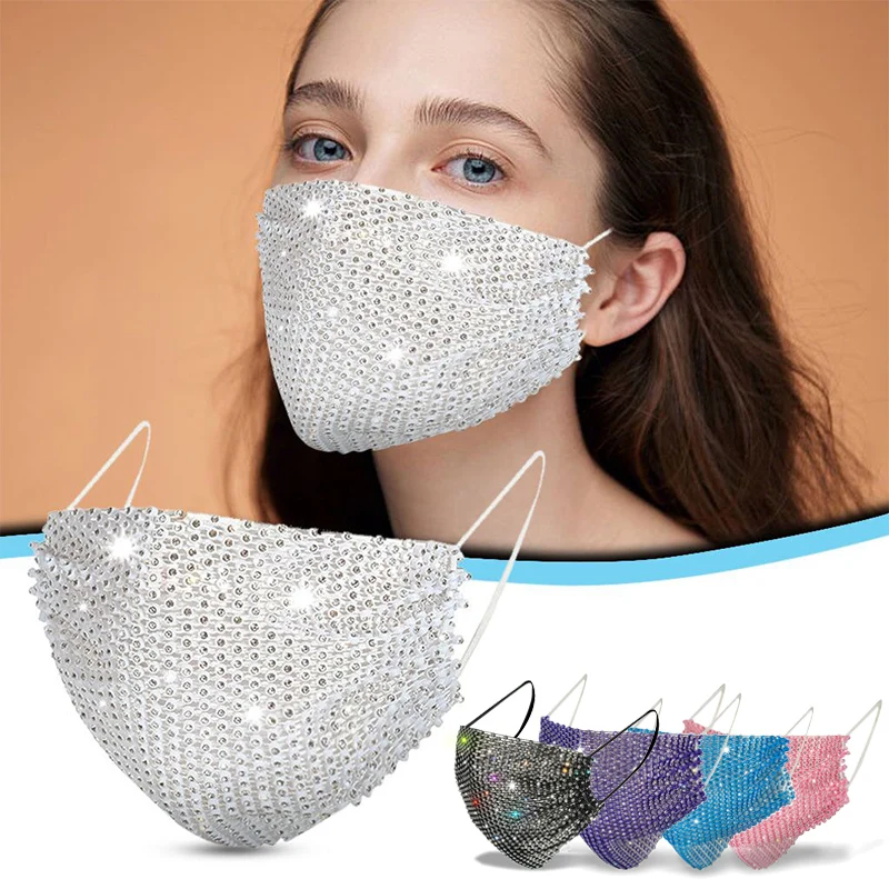 3PCS Adult Mask Glitter Crystal Rhinestone Mouth Face Exotic Veil Body Jewelry Women DecorativeNight Club Party Dance | Безопасность и