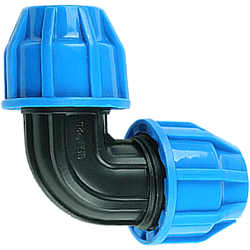 Пластиковый быстроразъемный коленчатый соединитель толщиной от 32 мм до 25 синий